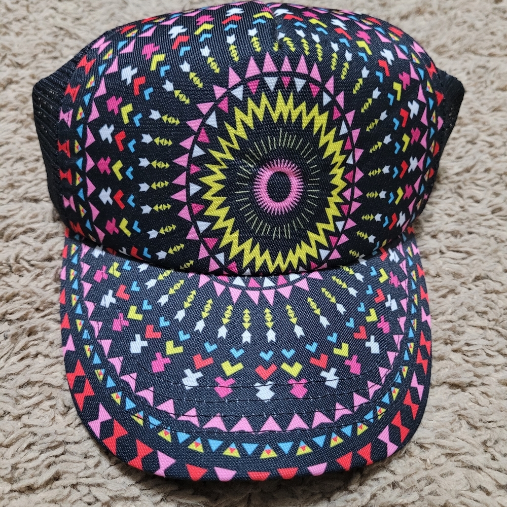 Pugs Neon Geometric Mandala Hat NWOT